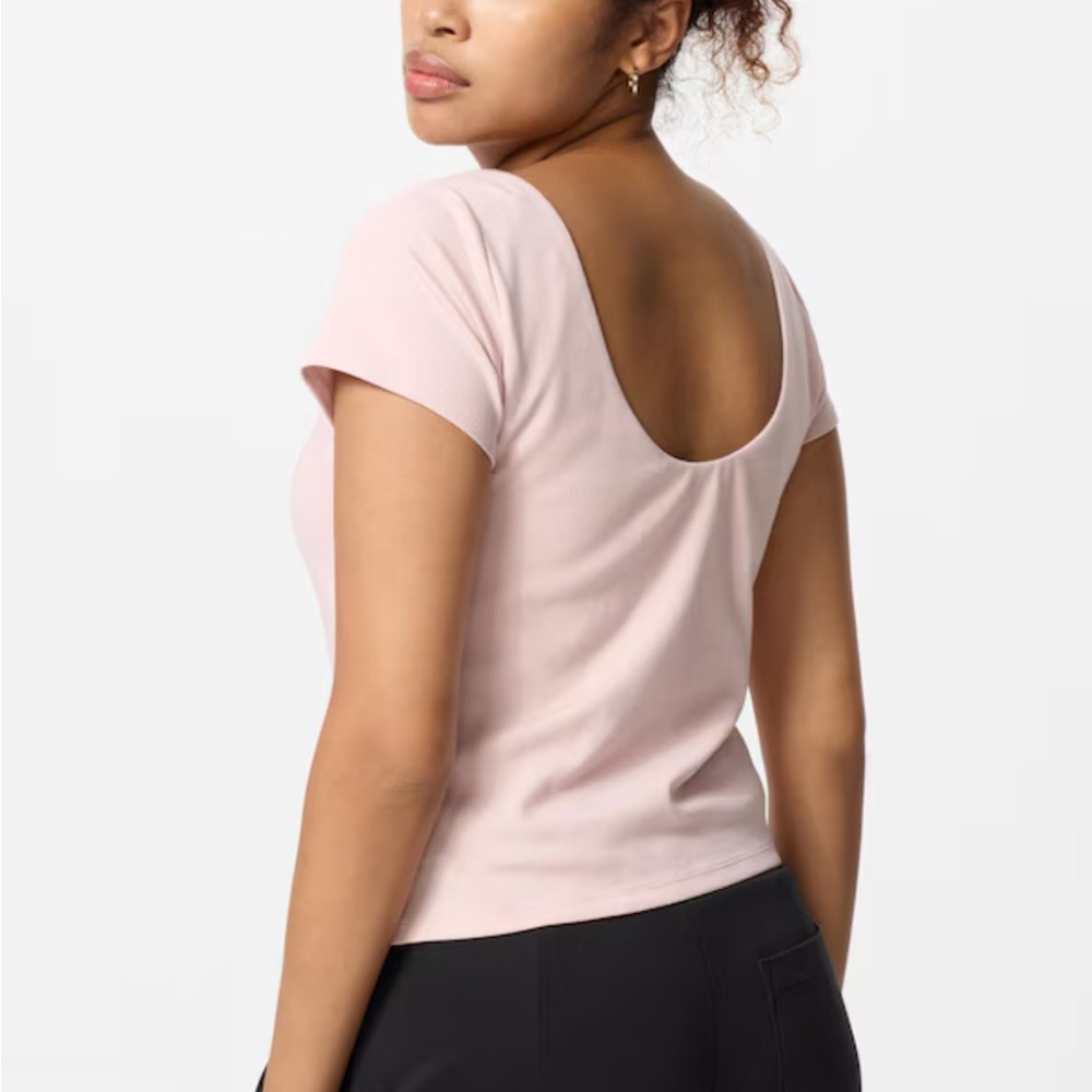Uniqlo Pink AIRism Cotton Low Back Bra T-Shirt